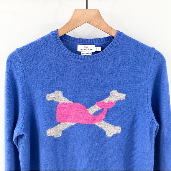 Vineyard Vines Cross-bone Whale Cashmere Blend Sweater Blue Size Small - Picture 3 of 6